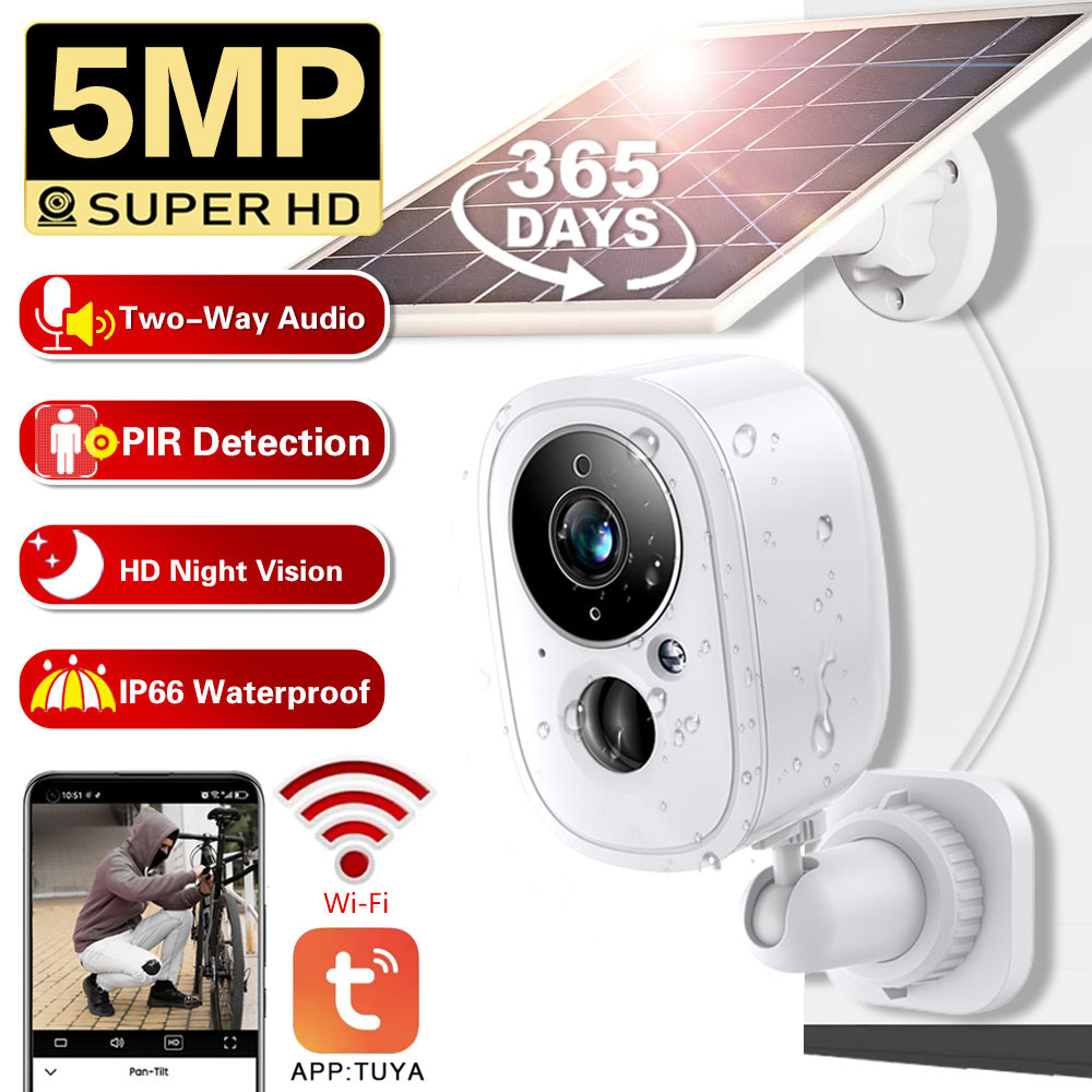 Tuya Wifi 5MP Battery Outdoor Solar CCTV Night Vision Security