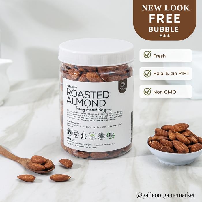 

KACANG ALMOND PANGGANG KUPAS 500 GR / ROASTED ALMOND GALLEO