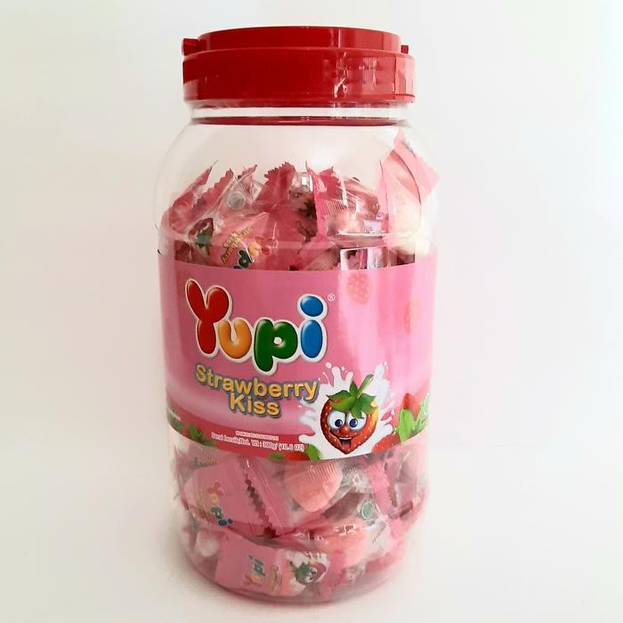 

PERMEN YUPI STRAWBERRY KISS TOPLES / JAR 300G
