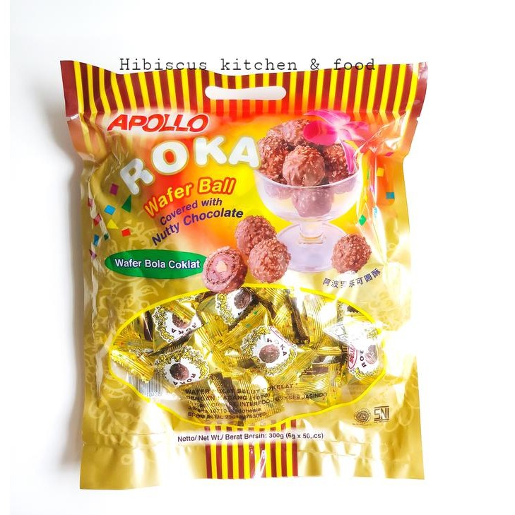 

APOLLO ROKA WAFER BALL 300 GRAM ISI 50 PCS / WAFER COKELAT KACANG