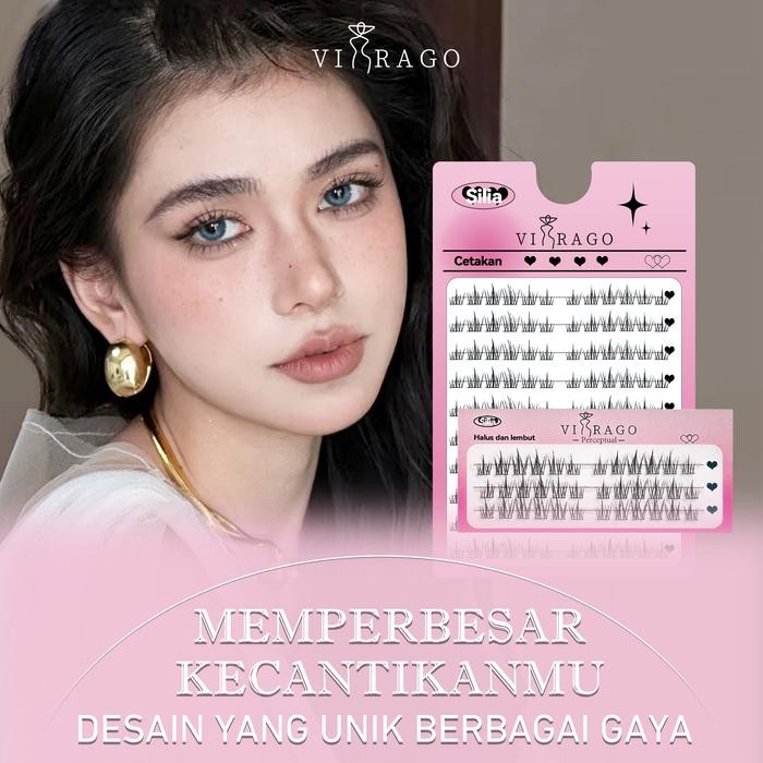 VIRAGO Korean Look Bulu Mata Palsu Lem/Eyelash Ekstension Fake Lashes/Riasan Mata Bulu Mata Palsu +