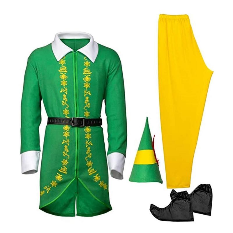 Buddy Elf Costume Christmas Costume Set With Pant Jacket Shoes Hat Belt Easy Cleaning Breathable Chr