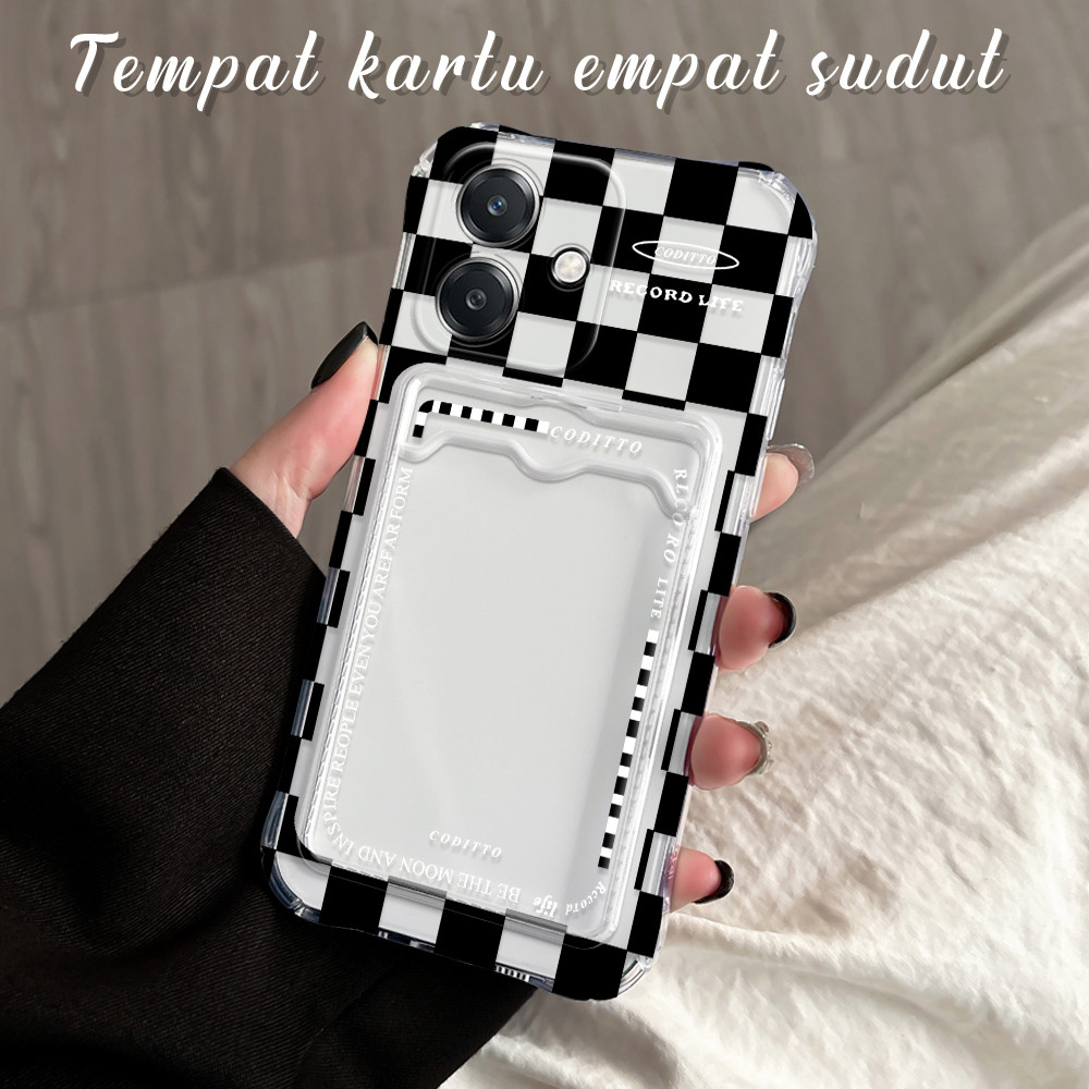 Casing Hp Untuk OPPO A3S A12E Anti Jatuh Tempat Kartu Soft Cassing Card Holder Softcase Lattice 1011