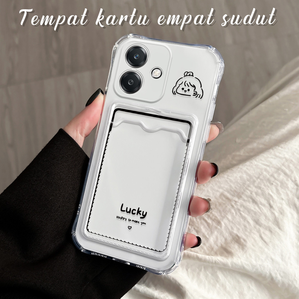Casing Hp Untuk OPPO A3S A12E Anti Jatuh Tempat Kartu Soft Cassing Card Holder Softcase Couple 1014 