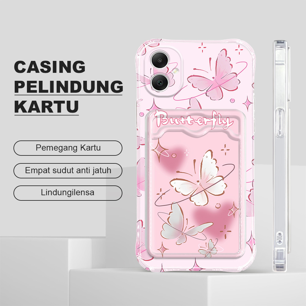Hontinga Casing Hp Untuk  Compitable With Samsung Galaxy A05 Tempat Kartu Cassing Card Holder Softca