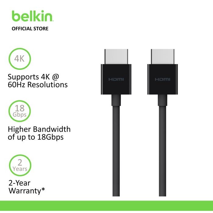 Belkin AV10168BT2MBLK 4K Ultra High Speed HDMI 2.0 Cable 2M