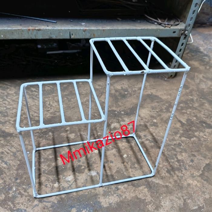 Mode Vintage Rak Pot Bunga 2 Susun/Alas Rak Pot Bunga/Rak Bunga Besar/Standing Pot Besi Pot Bunga