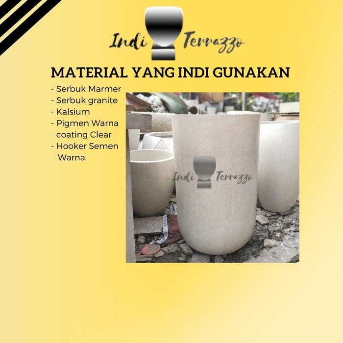 Mode Vintage Indi Terazzo Pot Terasso Putih Pot Apolo Jumbo / Pot Bunga Marmer