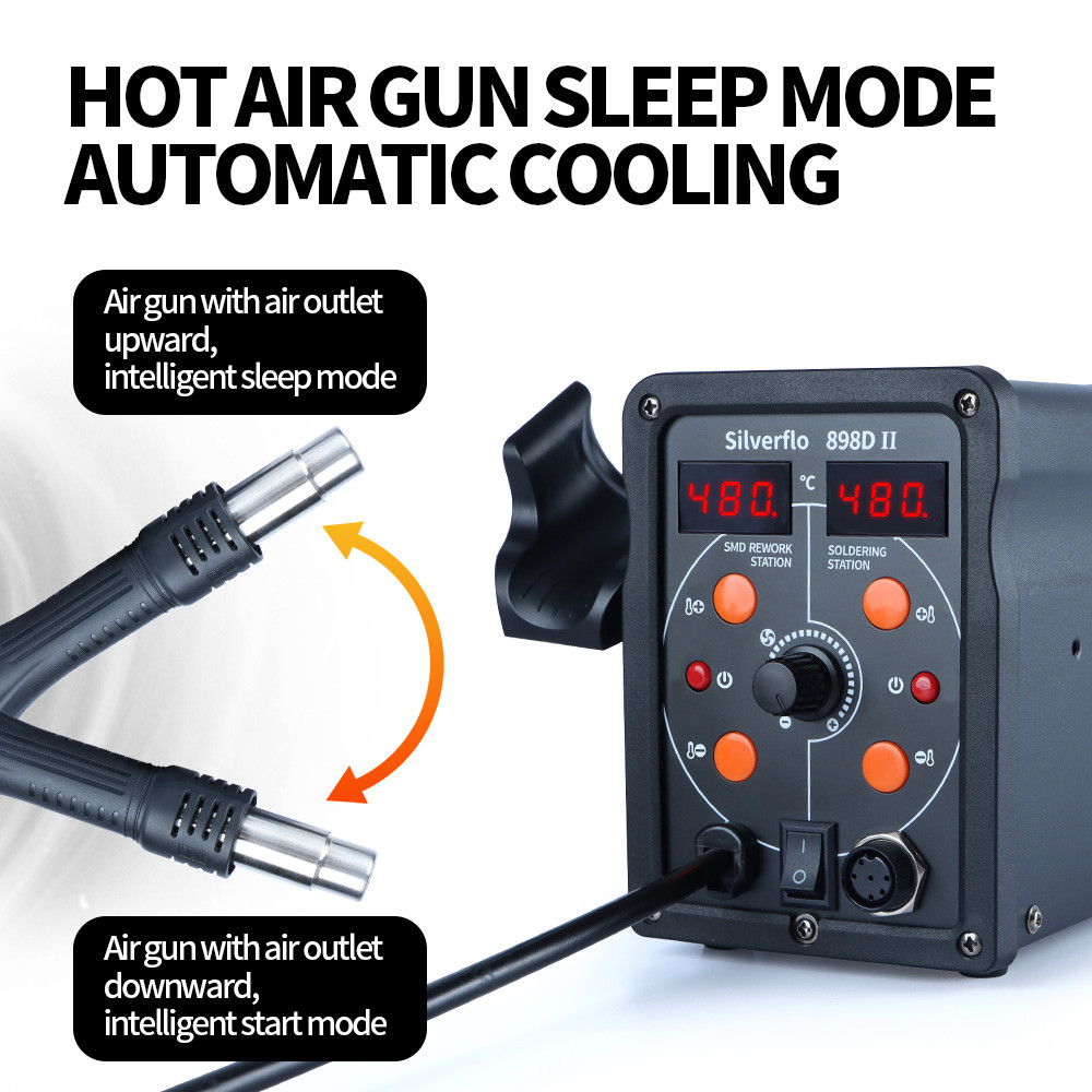 

898D-II Soldering Station 2 in 1 Soldering Iron Hot Air Station Welding Station with 2