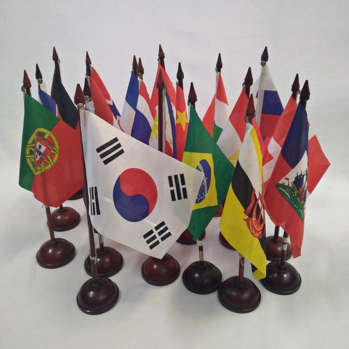 ORIGINAL stand bendera negara dunia pajangan meja dekorasi miniatur bendera READY STOCK