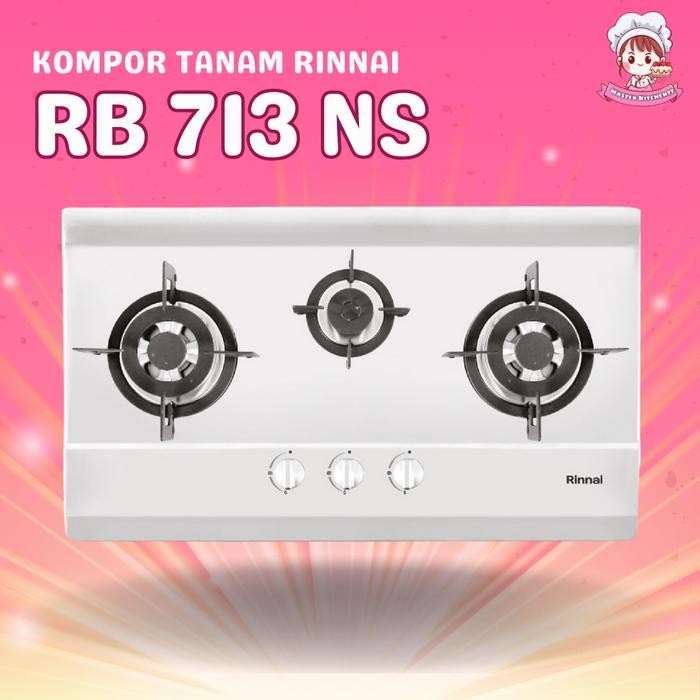 Kompor Gas Tanam Rinnai Rb-713N(S) / Rinai Rb 713 Ns 3 Tungku