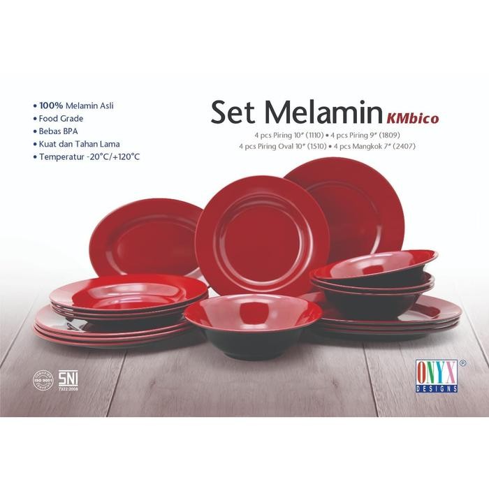 Piring Melan Set Onyx Seiv Piring Onyx Seiv Peralatan Makan Set