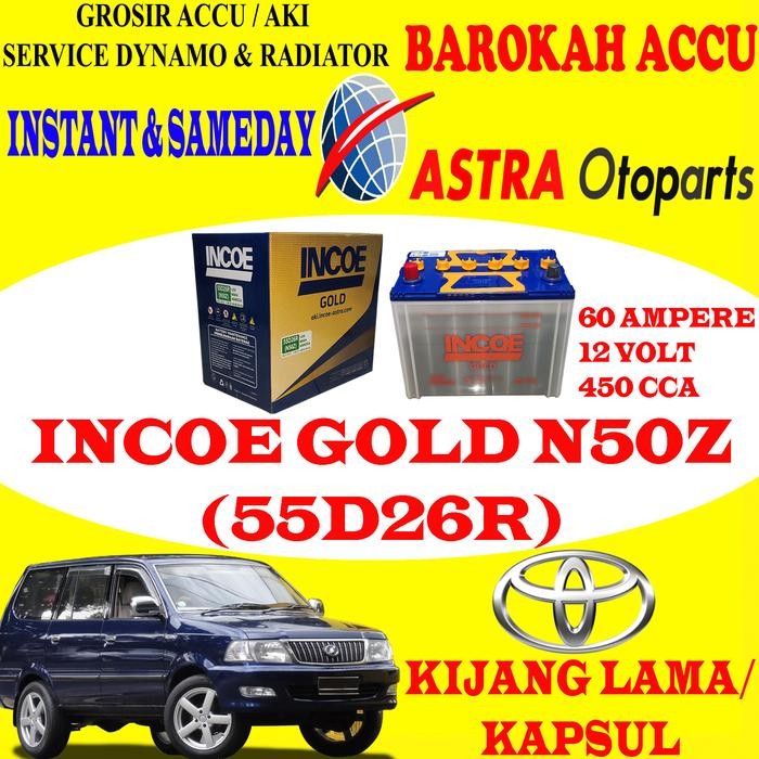 Aki Mobil Toyota Kijang Kapsul Incoe Gold N50Z / 55D26R,60 Ah