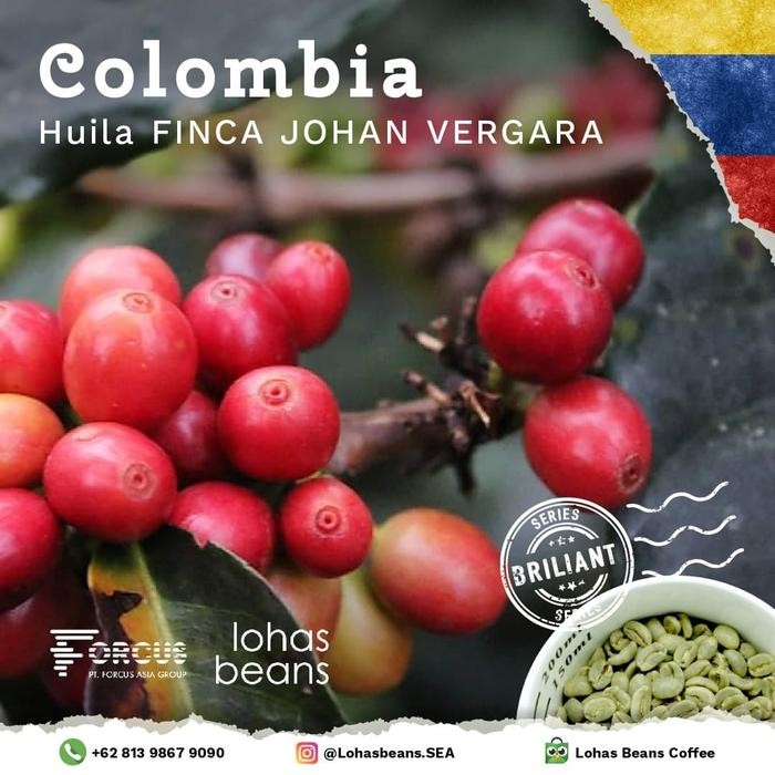 

Arabica, Colombia, JOHAN VERGARA - Pink Bourbon (Washed) Coffee Green Beans Biji Kopi Mentah