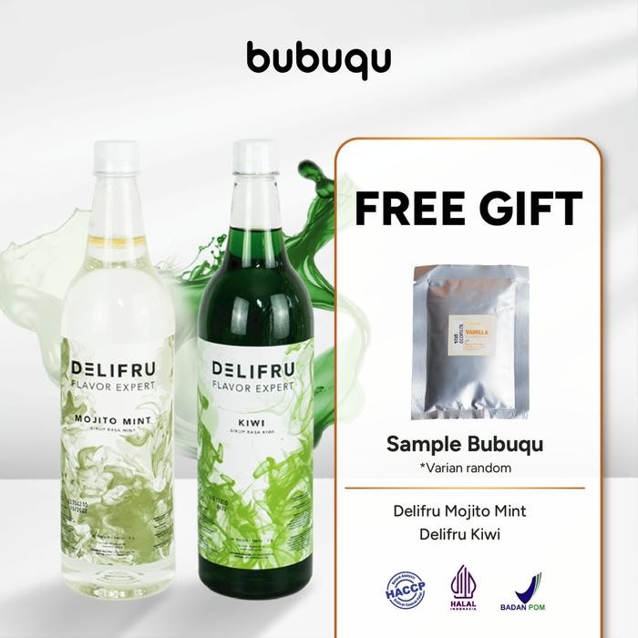 

Paket Bundling Syrup 2L Delifru Sirup Kiwi 1L + Mojito Mint 1L