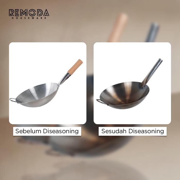 Calypso Wok Kuali Wajan Penggorengan Stainless Steel Sudah Seasoning Ukuran 24-40Cm Anti Lengket