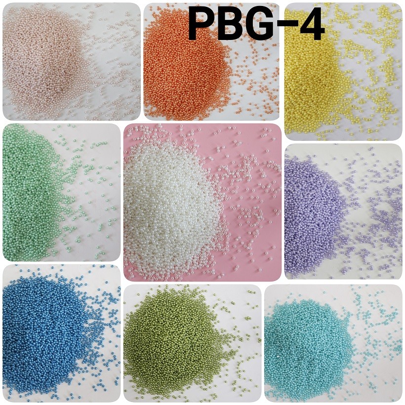 PBG-4 Manik pasir bulat glossy mutiara mote 4mm 10gr hijau ungu biru pink coklat putih hitam orange 