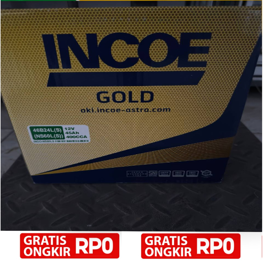 Aki Incoe NS60L(S) / 46B24L(S) Incoe Gold Original Asli 100%