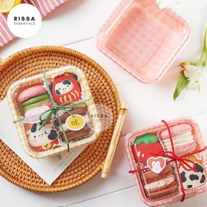 [Isi 10 BOX] [RISSA] Kotak Kue Gingham Kotak Packaging Lunch Box Cake Kue Pudding Dessert Box