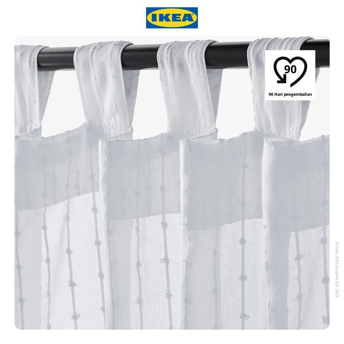 NEW IKEA MATILDA Gorden Tipis 1 Pasang Dengan Tab Atas / Putih 140x250cm