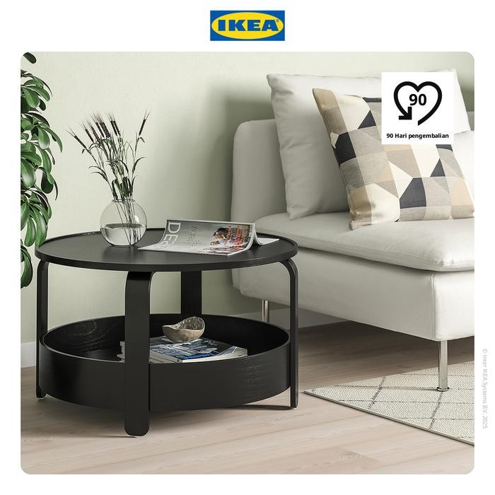 NEW IKEA BORGEBY Meja Tamu Bulat Minimalis Hitam 70 cm
