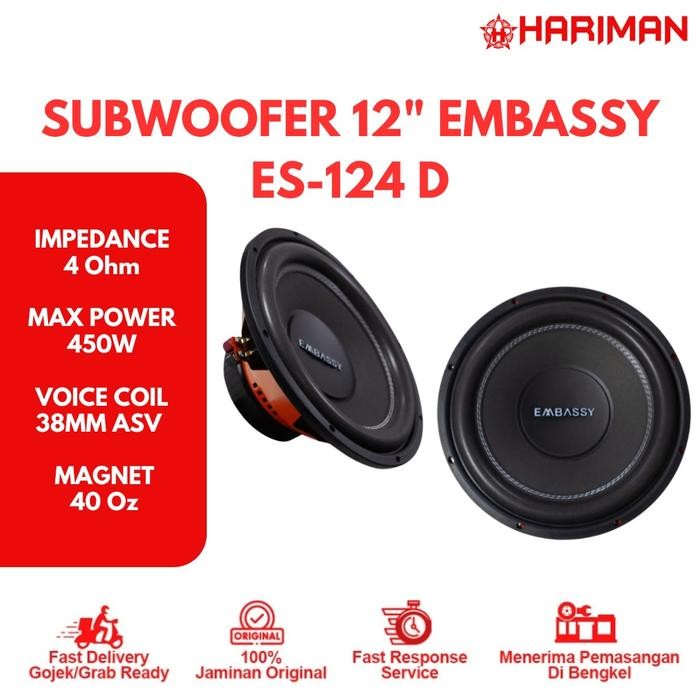 Subwoofer Embassy Es-124D Double Voice Coil 12 Inch