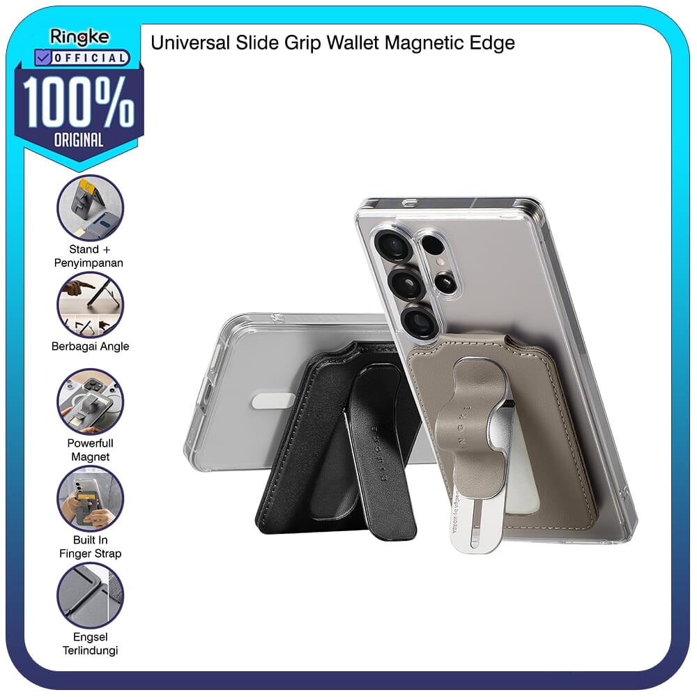 Magsafe Ringke Universal Slide Grip Wallet Magnetic Edge Aksesoris Magsafe Magnet All in One / Grip 