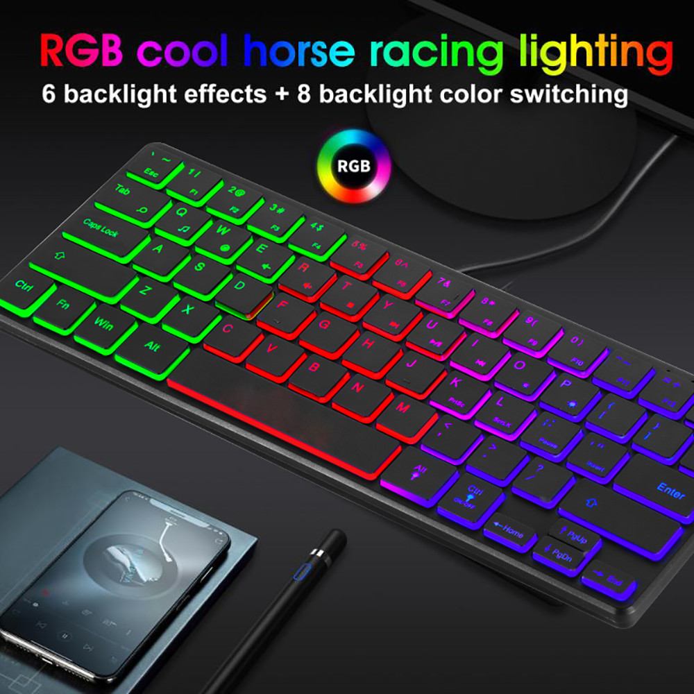 Glowing 64 Keys RGB Backlit Wired Keyboard Luminous Gaming Computer 64 key + FN 33 key function key 