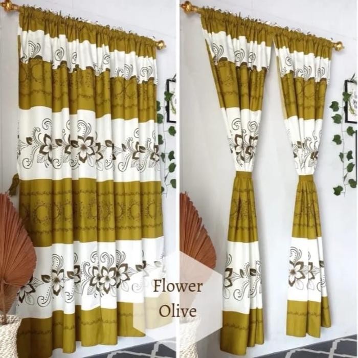 (Allthebest) PAKET 6 PCS Gorden serut pintu dan jendela Ukuran 80x200 cm Kain Penutup dan Pemanis