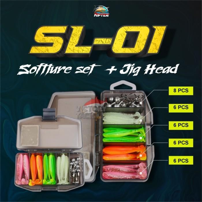 RIPTIDE 1 Set Box Umpan Pancing Umpan Pancing Soft Lure SL-01