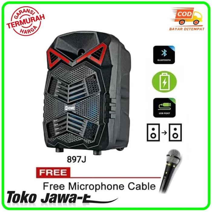 Speaker Bluetooth GMC 897J 8 Inchi Speaker Portable USB Free Mic Kabel