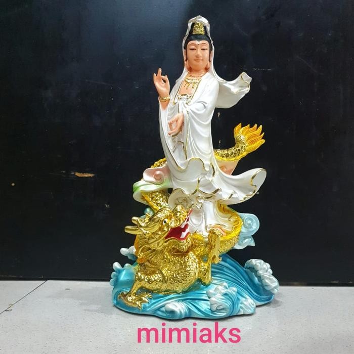 Ready Stok Patung Dewi Kwan Im Berdiri Naga 12in Fiber