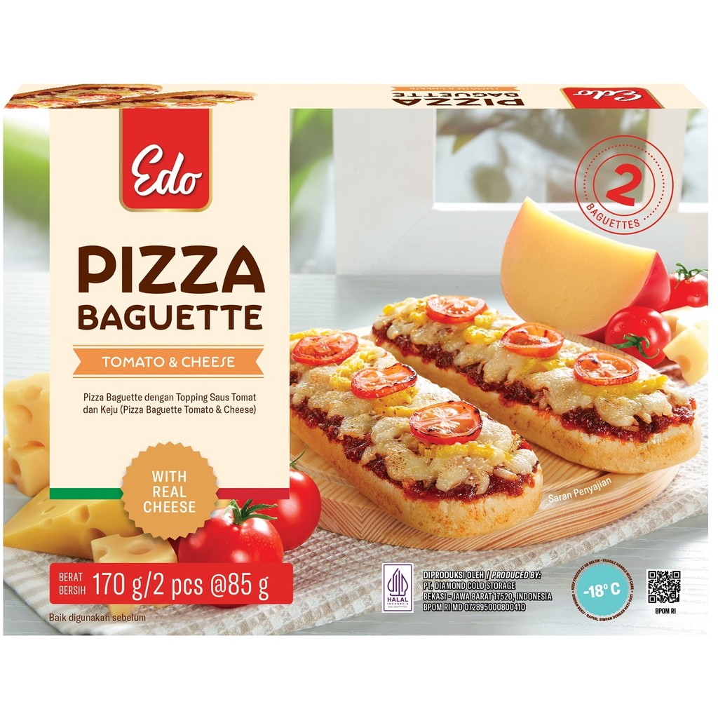 

Edo Pizza Baguette Tomato & Cheese 170 gram