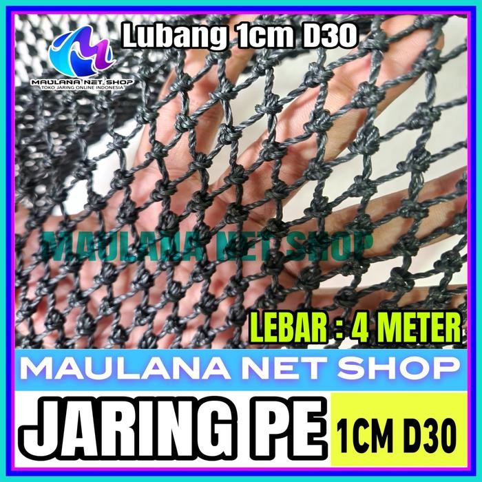 Jaring Pe Lubang Kecil 1Cm Tebal 2Mm Benang D30 Lebar 4M Untuk Pengaman Kolam Ikan Kandang Ayam Golf