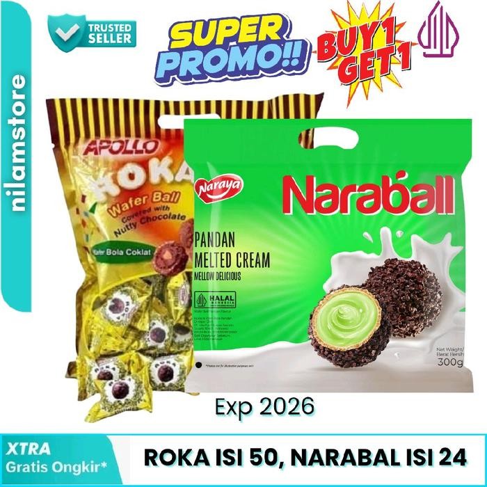 

Buy 1 Get 1 Roka Isi 50 Free Narabal Pandan Isi 24, Chocolate Snack Cemilan Cokelat Makanan Food