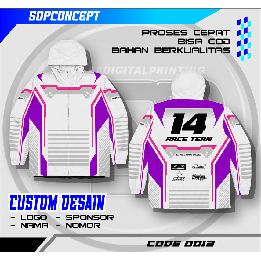 Jersey jaket   Custom Desain Sendiri - Jersey Racing, Sepak Bola, Mancing, Gowes, Komunitas - Bahan 