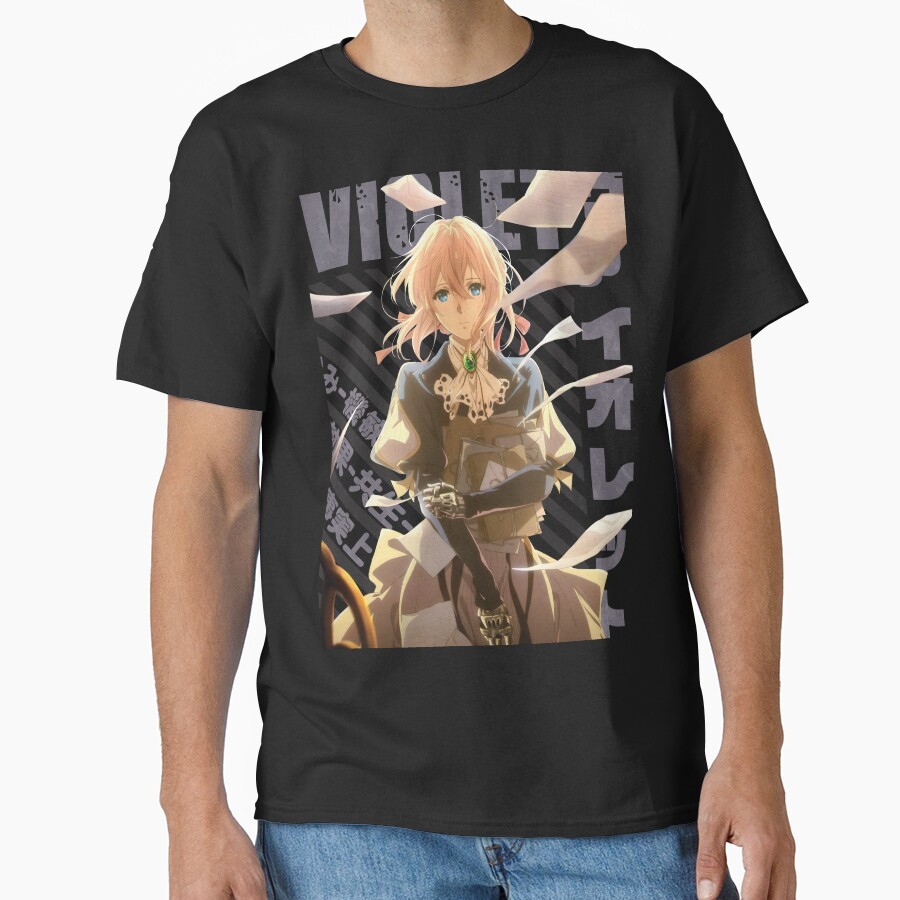 Violet Evergarden - T-Shirt Penting Violet Evergarden Kaos Leher Bulat Unisex, Unik Kreatif, Modis D