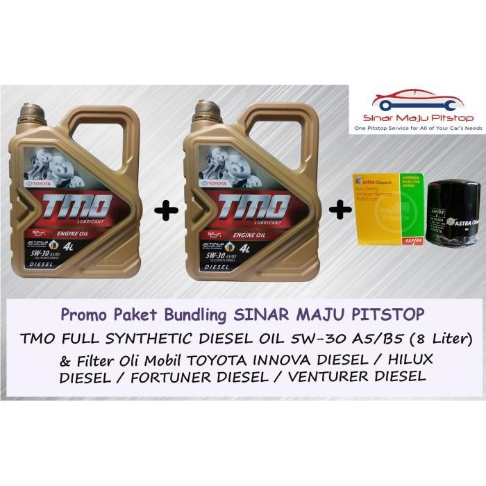 Paket Oli TMO DIESEL 5W-30 SYNTHETIC 8 Liter & Filter Mobil FORTUNER