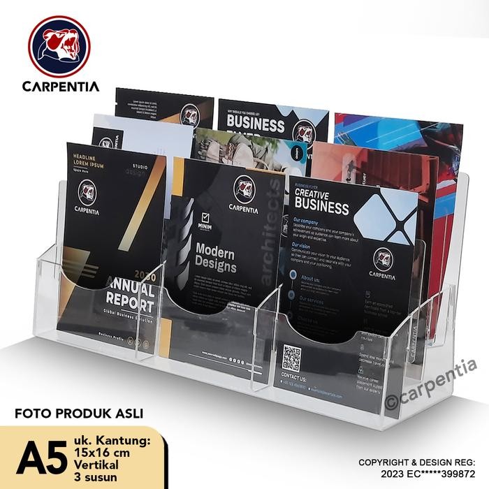 

ORIGINAL Caentia Tempat Brosur Akrilik 3 Tingkat uk. A5 - Tipe E3 - 3 Susun [Acrylic Display er,