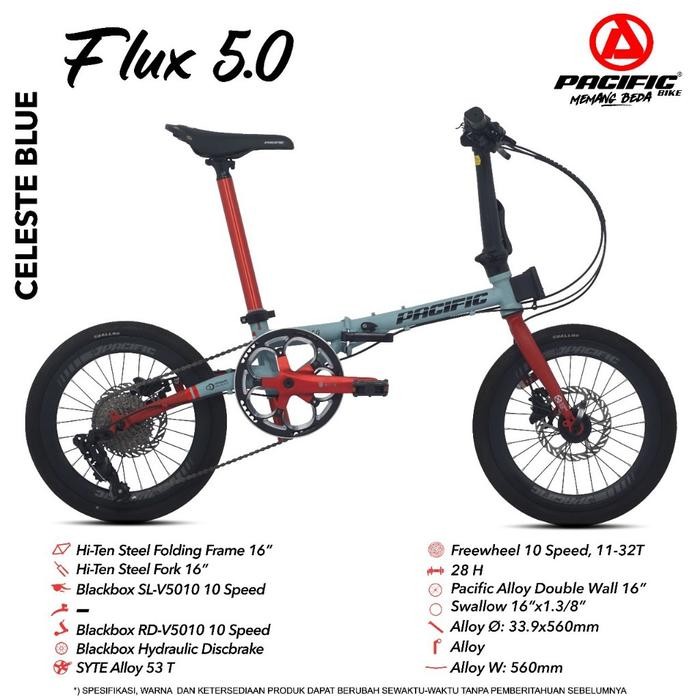 ORIGINAL Sepeda Lipat Folding Bike 16 Inch Pacific Flux 5.0 Terbaru READY STOCK