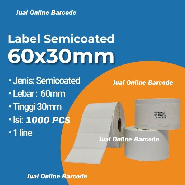 

STIKER LABEL SEMICOATED 60x30 60 x 30 SEMICOAT 6x3 CM ISI 1000 PCS