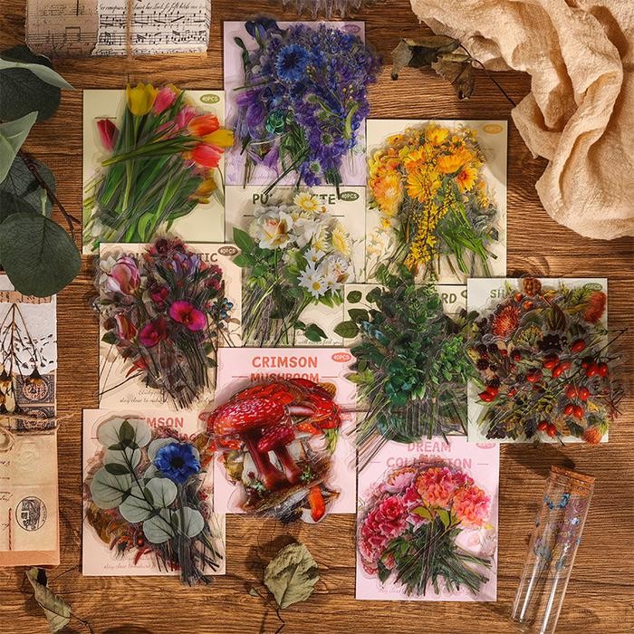 

[LBS] 40pcs Sticker Retro Nature Vintage Bunga Kupu-Kupu Serangga