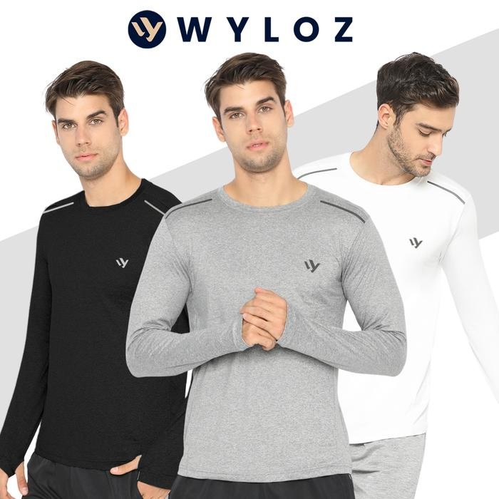 WYLOZ Baju Kaos Olahraga Lengan Panjang Pria Jersey Training Sport Cowok Hijau Army
