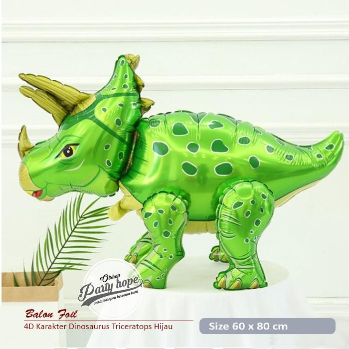 

Terlaris Balon Foil 4D Dinosaurus Triceratops Hijau balon Dino Jurassic Park 4D SALE