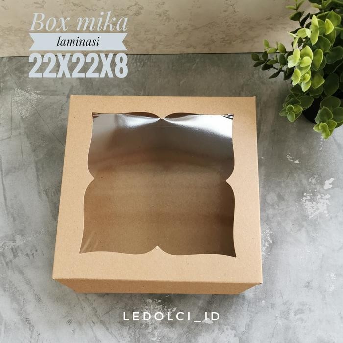 

Lecy.store2 (5 PCS) 32208 - KRAFT BOX MIKA KOTAK KUE LAMINASI CAKE PUDING 22x22x8