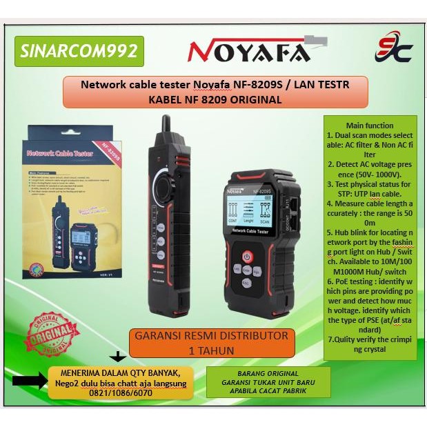 Network cable tester Noyafa NF-8209S /LAN TESTR KABEL NF 8209 ORIGINAL