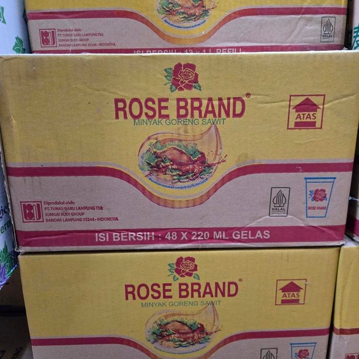 

minyak goreng rosebrand gelas 220ml isi 48 gelas