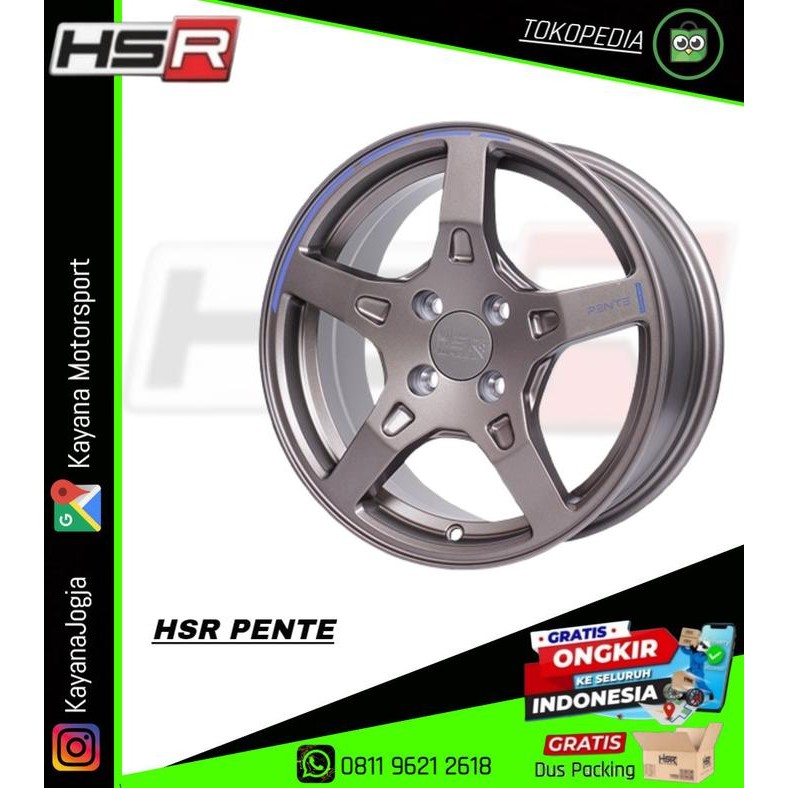 Ready Velg HSR Pente R15 HSR Velg Mobil Racing Ring 15 PCD 4X100 Lebar 6,5