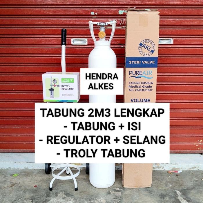 ready Pure Air Tabung Oksigen Besar 2M Kubik One Health Isi 2M3 Lengkap Dengan Regulator Selang Dan