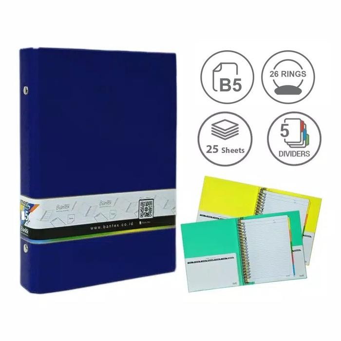 

bantex binder b5 26 ring / binder a5 20 ring - warna polos kode 1091